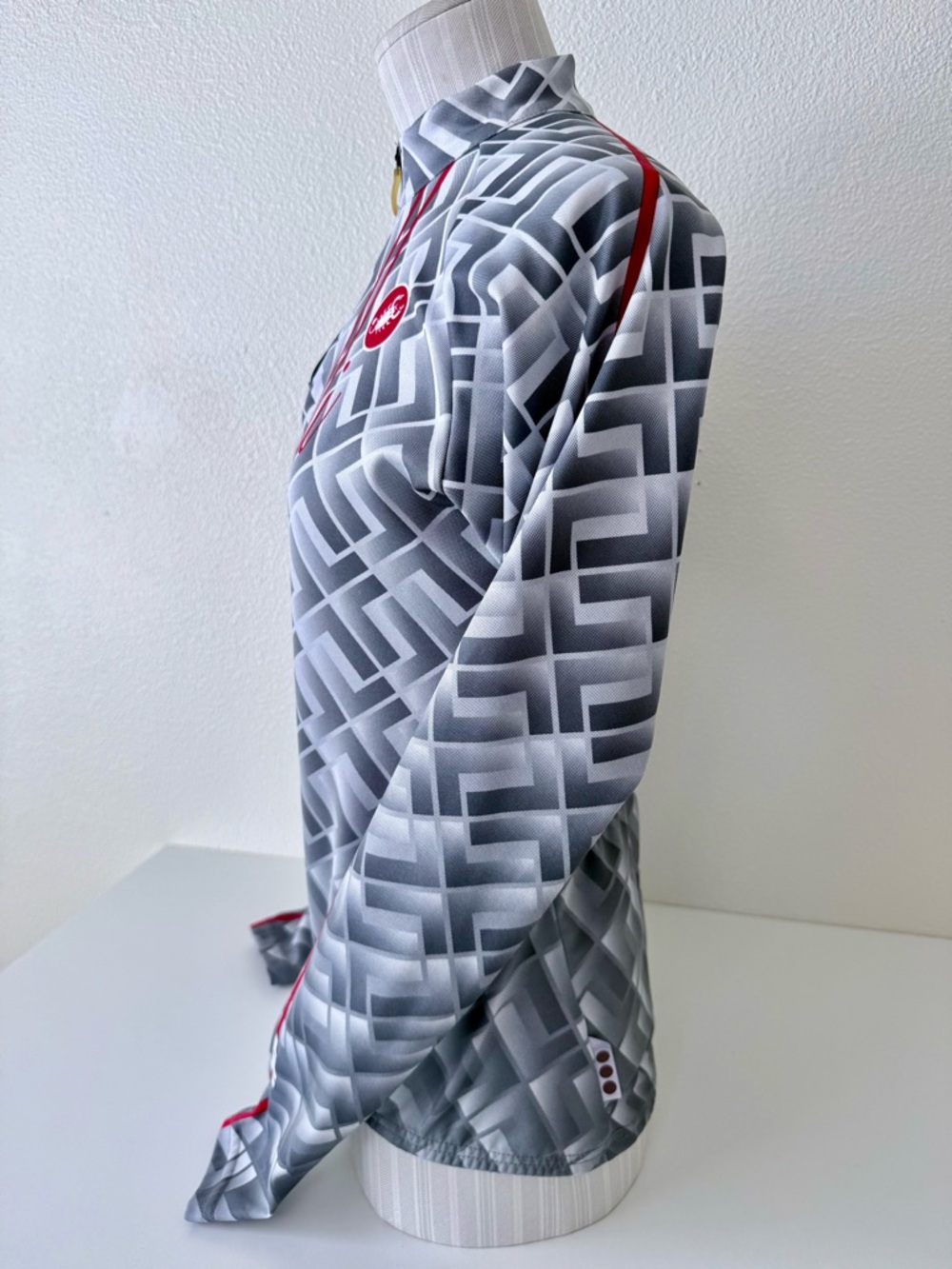 Vintage Castelli Thermal Fleece Cycling Jersey - Women’s Small - Gray Geometric - Picture 3 of 15